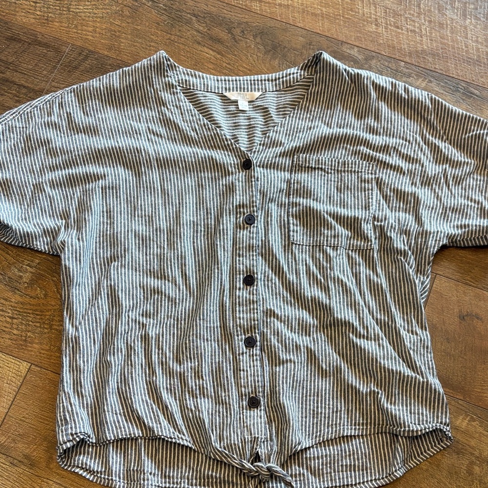 Button Up Striped Blouse